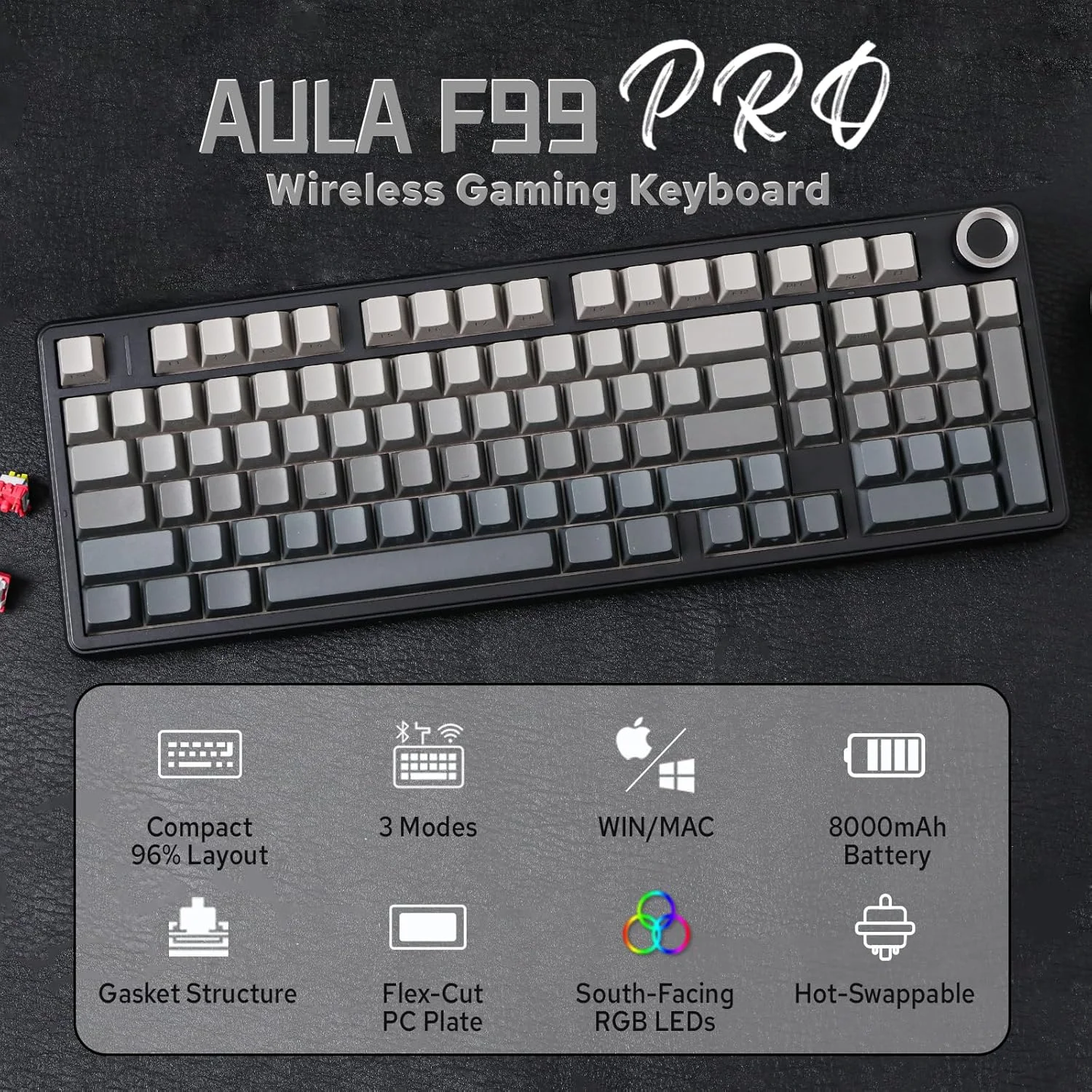 Беспроводная игровая клавиатура AULA F99PRO с прокладкой