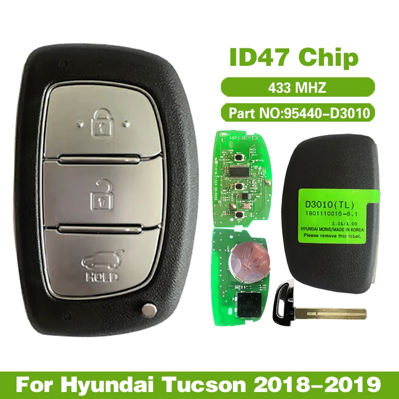 CN020129 Aftermarket Smart Key Für Hyundai Tucson 2018-2019 95440-D3010 Fernbedienung ID47 Chip 433MHz