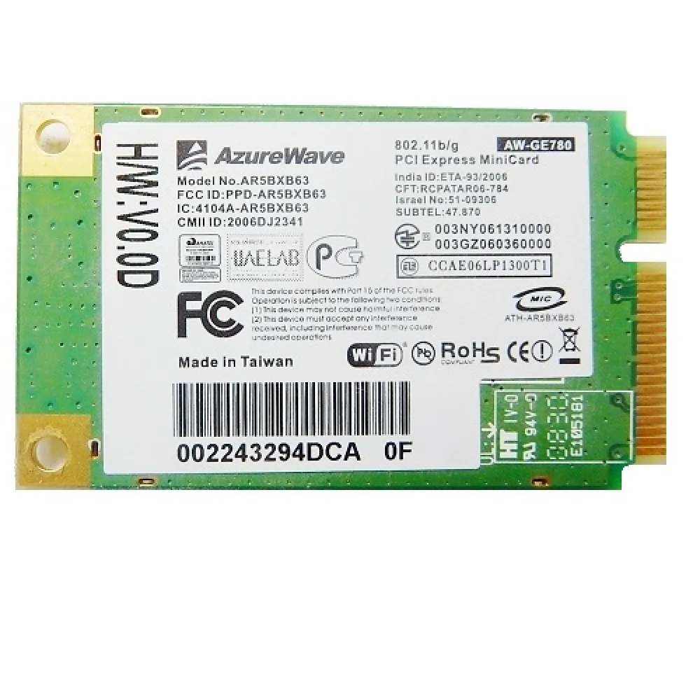 контроллер  WLAN Wi-Fi AzureWave AR5BXB63 , 802.11 b/g