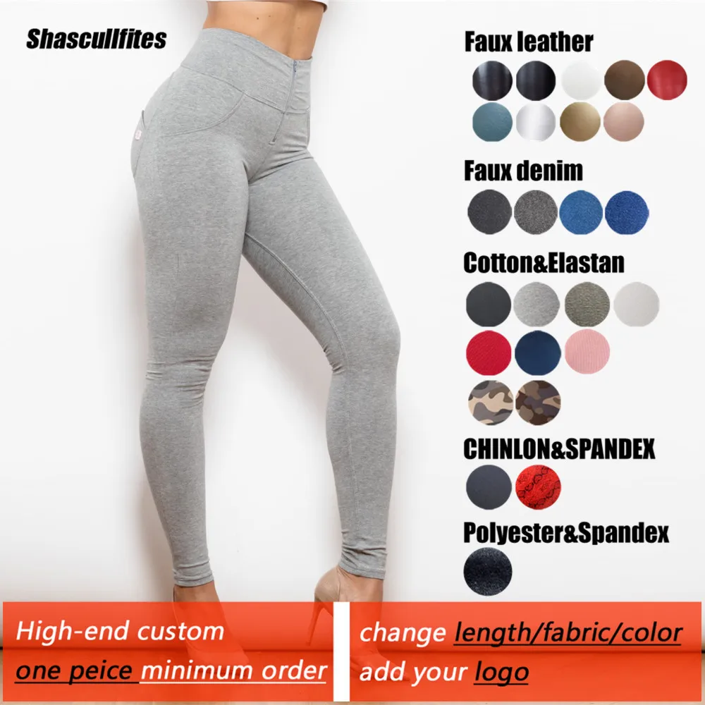 Shascullfites Gym and Shaping Pants High Waist Push Up Sport Legging Super Stretchy Grey Solid Color Workout Tights