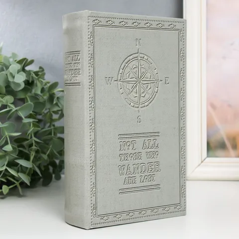 2 шт. Шкатулка книга-сейф 'Компас', дерево и искусственная кожа, с замком, 21x13x5 см