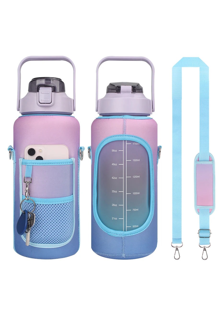 WESSLECO-funda para botella de agua de medio galón, funda deportiva aislante para botella de agua, bolsa con correa, soporte para teléfono móvil