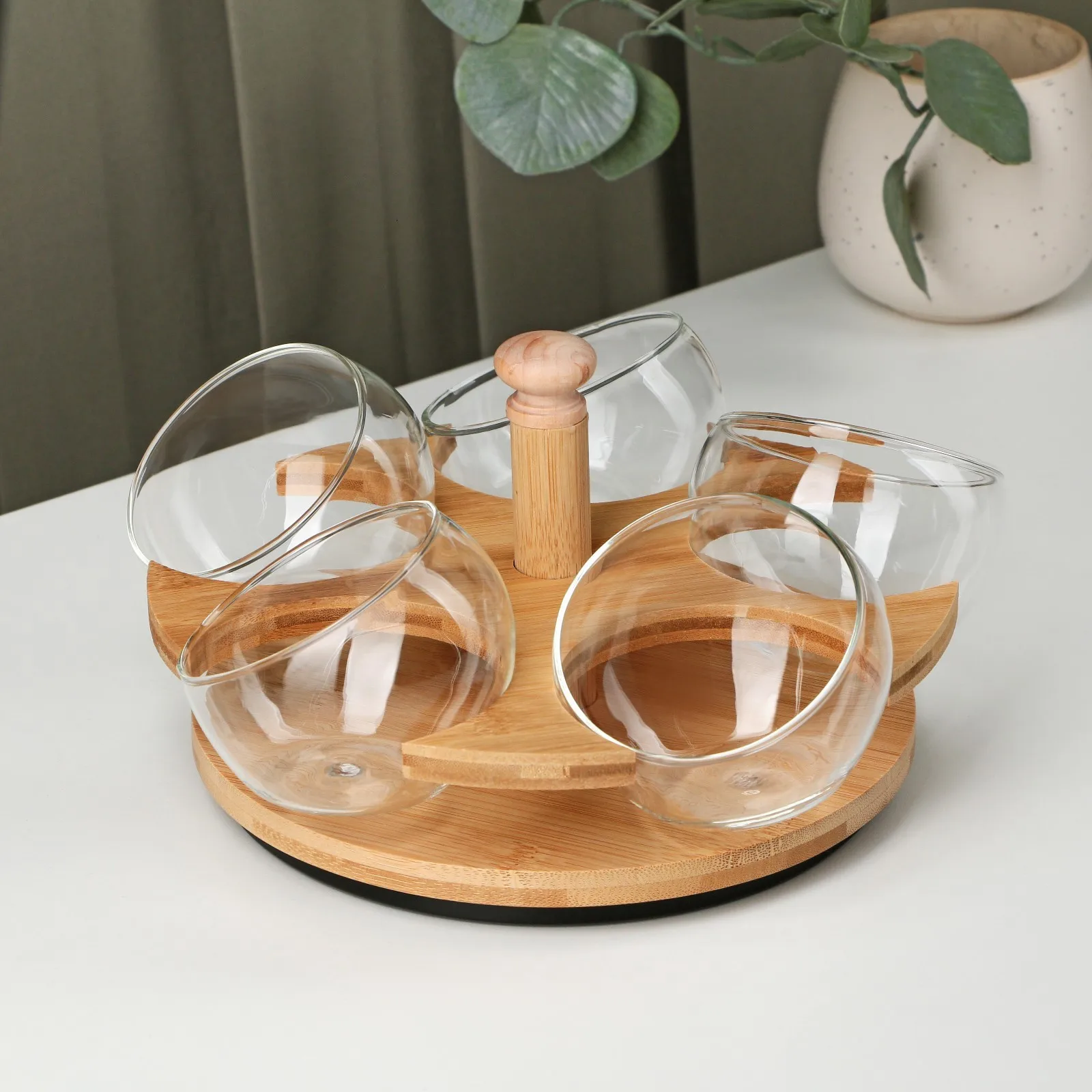 Набор стеклянных салатников на подставке, 95 мл, размер 23×13 см 9344098s