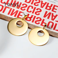simple water drop earrings stainless steel earrings for women gold color hollow out big disc party anniversary gift jewelry