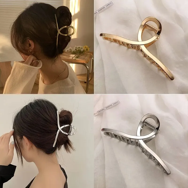 

2pcs Korean Metal Geometric Hair Claw Set Barrettes Elegant Hair Clip Crab Hollow Hairpins Headwear Women Girls Hair Accessories
