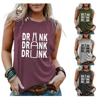element summer womens drinking sports vest drank letters simple printing womens street bottoming shirt