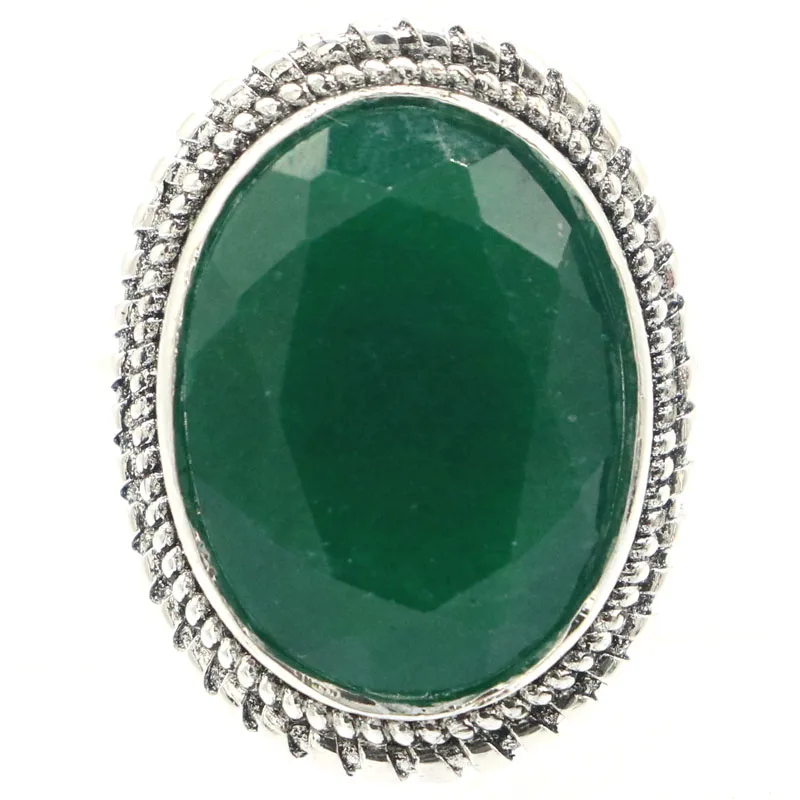 

26x20mm New Arrival Real Green Emerald For Man Gift Fine Jewelry 925 Silver Rings Wholesale Drop Shipping
