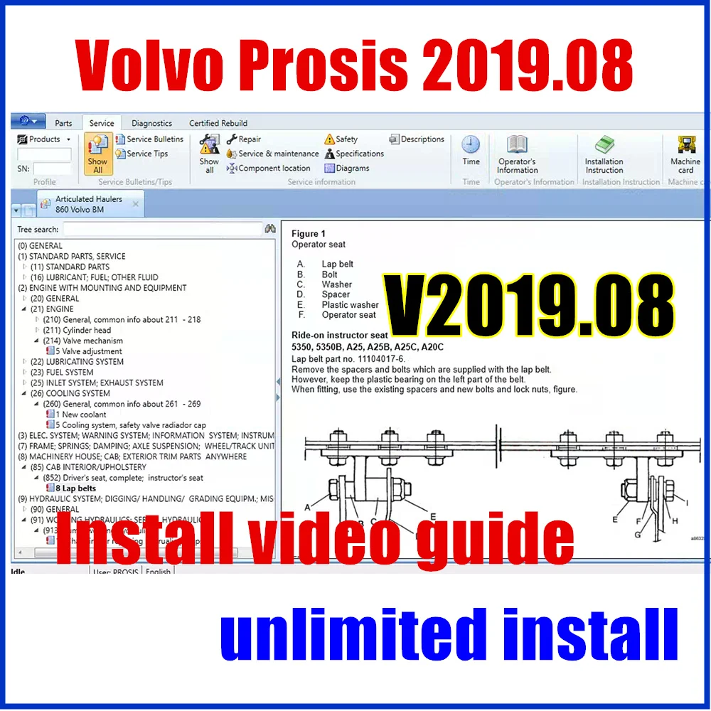 Для Volvo Prosis 2019,08 офлайн электронные запчасти каталог строительное оборудование руководство по ремонту для Volvo неограниченная установка