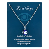 stainless steel three sides glass turkish evil eye pendant necklace for women simple lucky fashion gold color choker female gift