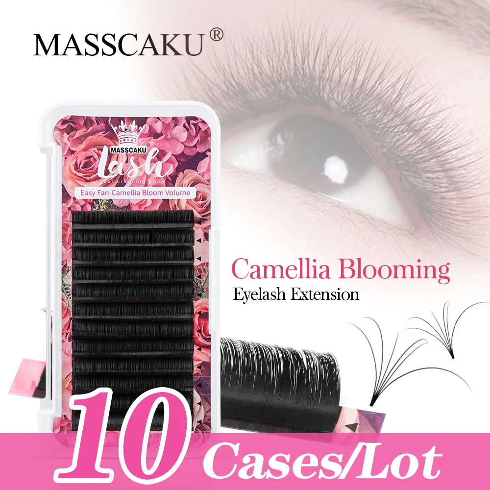 

10case/lot Private Label Masscaku C D Curl Mixed Length Auto Blooming Lashes Premium Mink Individual Eyelash Extension Supplies