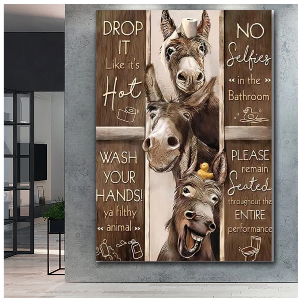 Искусство стен 5d алмазная живопись забавная картина для ванной комнаты животное