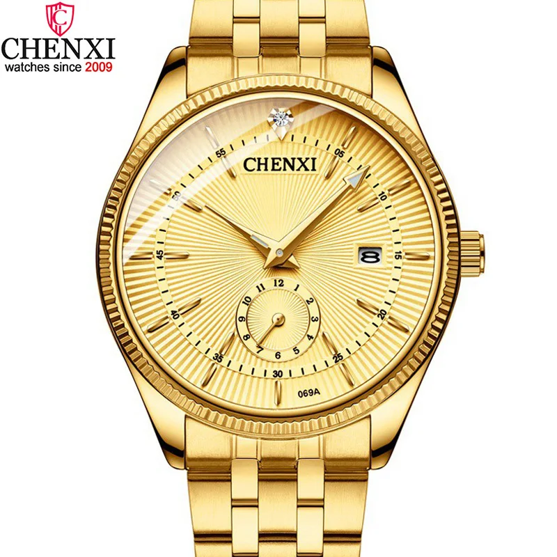 Chenxi Роскошные Деловые Золотые Водонепроницаемые Уникальные Модные Кварцевые