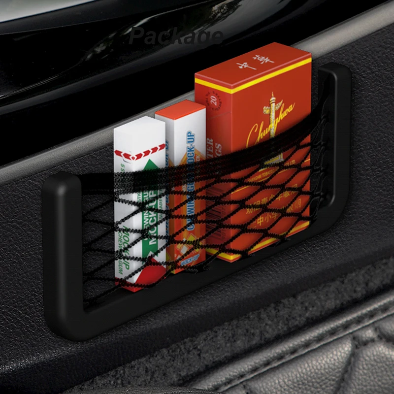 

Car Organizer Net Storage Bag Auto Paste Pocket Phone Holder Accessories