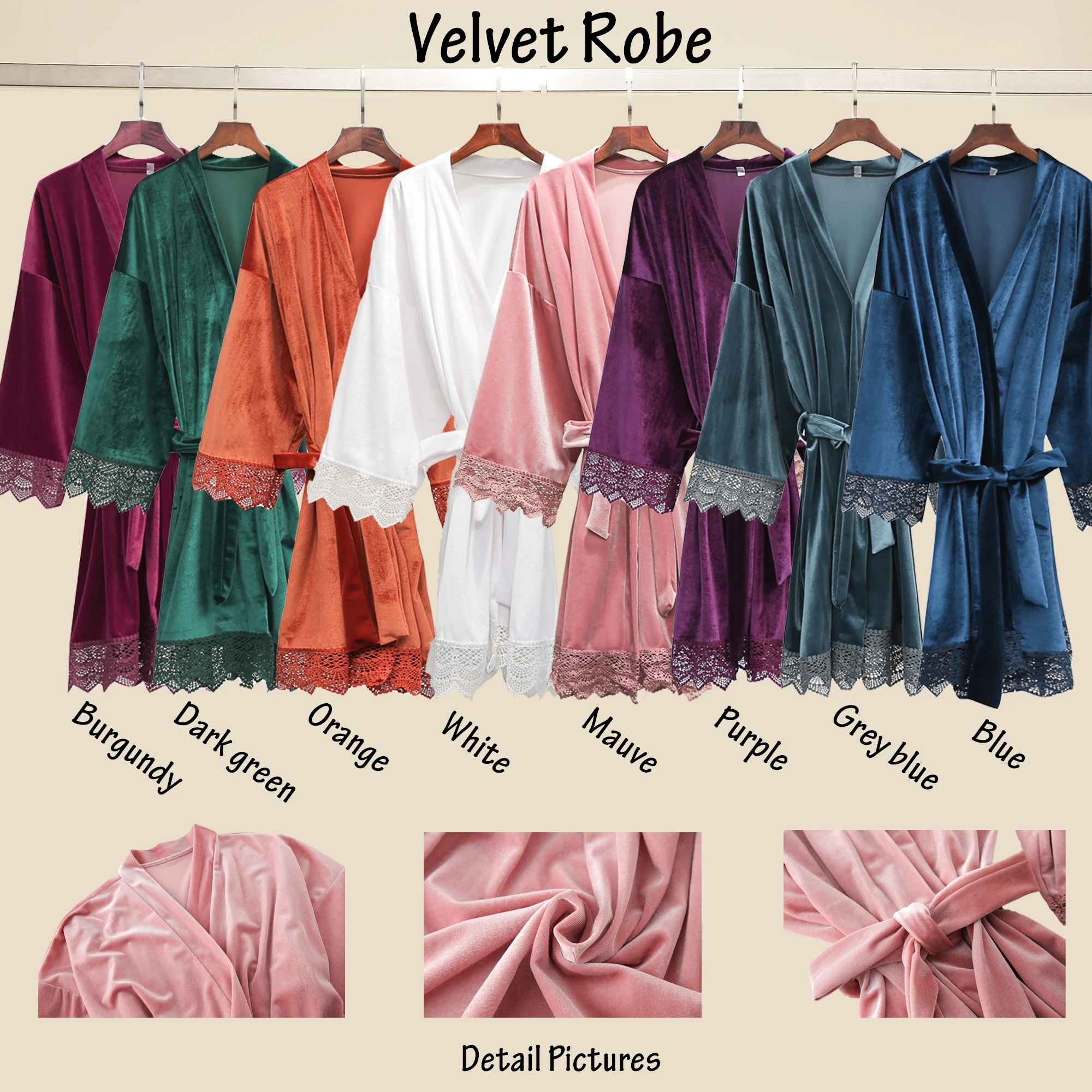Lace Velvet Robes Bridesmaid Bridal Short Robe Women Bathing Robes Warm Robes Sleepwear Allure Bridesmaid Robes Nighty