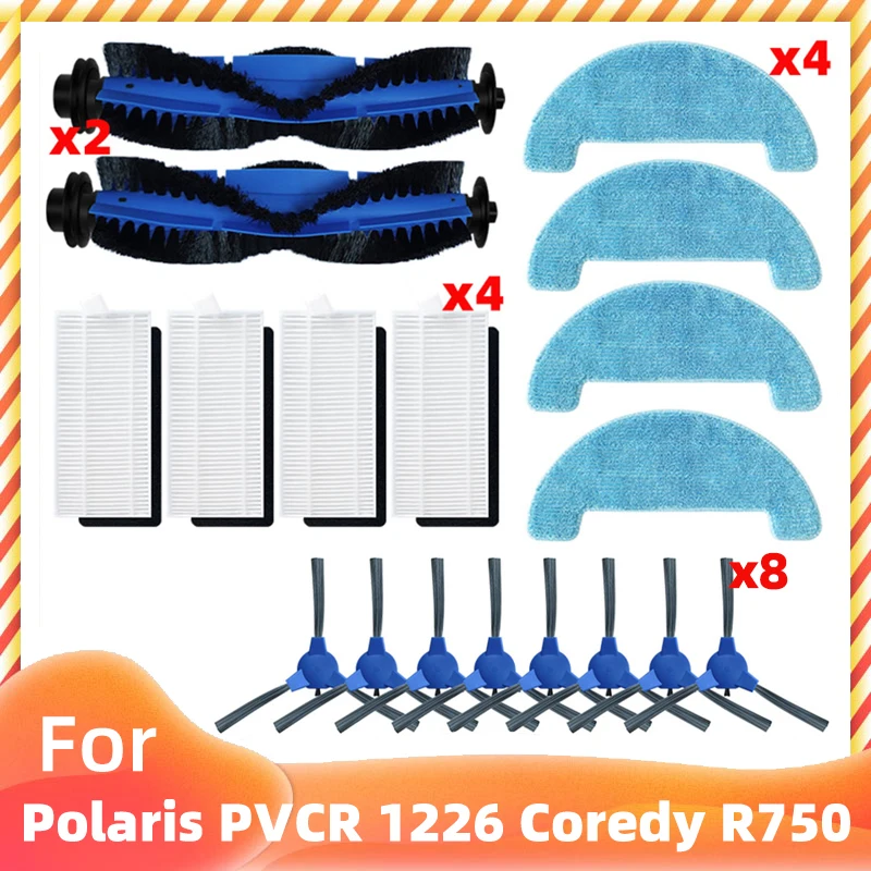 

For Polaris Pvcr 1226 3200 Coredy R550 R500+ R600 R650 R750 D400 Robot Vacuum Cleaner Parts Main Side Brush Hepa Filter Mop Rag