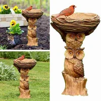 anime owl resin birds bath feeder outdoor yard garden art decor kawaii hummingbirds supplies art ornaments