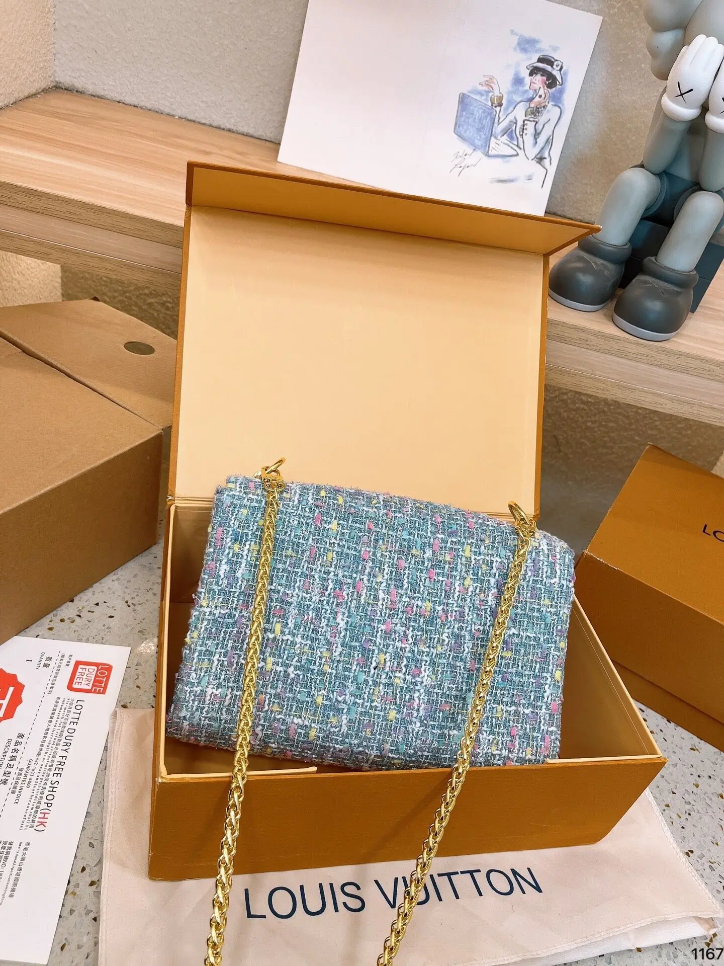 Синяя Твидовая Сумка С Цепочкой Через Плечо 23 Смx12 Смx16 См