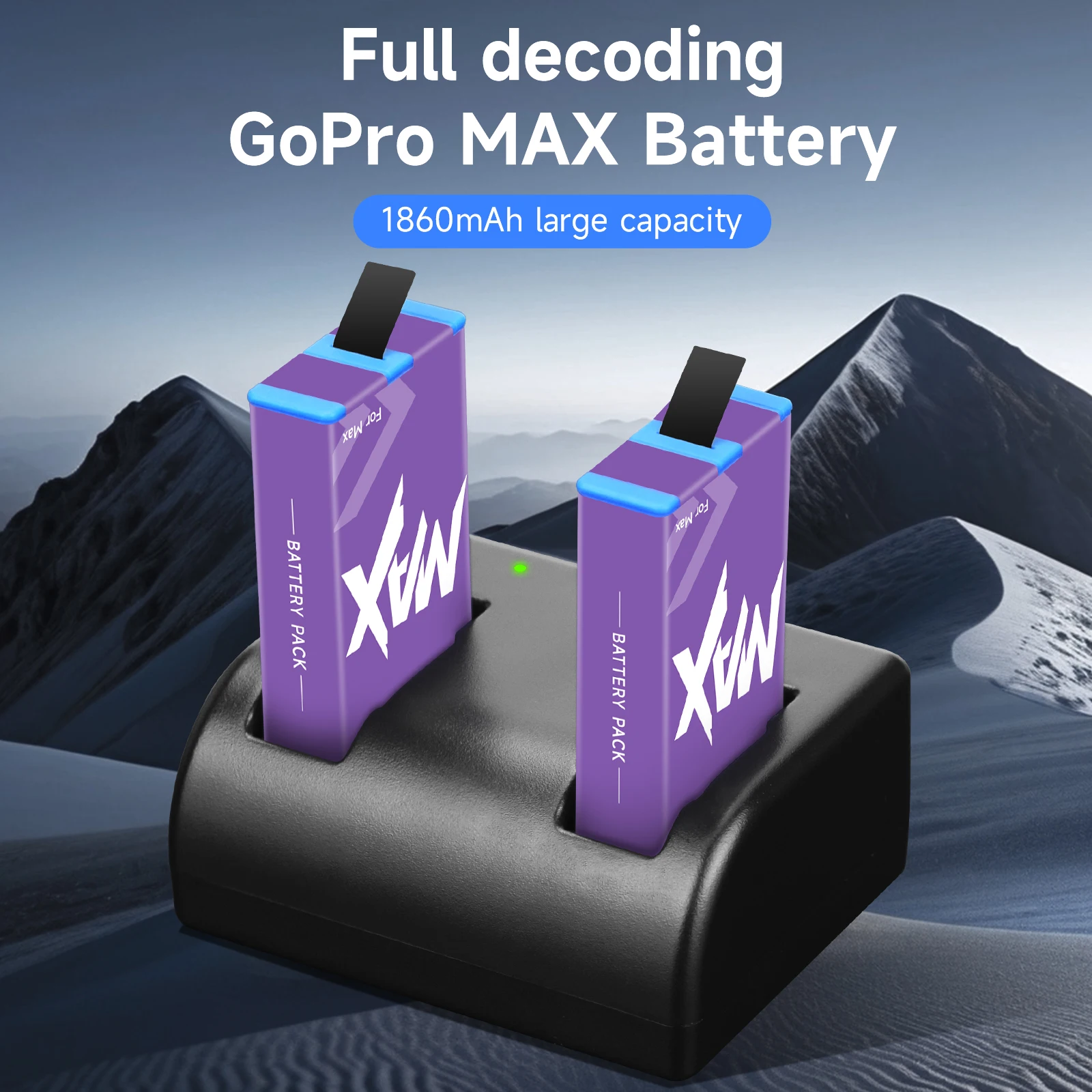 Фото Аккумулятор для камеры Go Pro Max GOPRO Hero MAX 360 со светодиодным зарядным устройством для GoPro Max 360, панорамный аккумулятор для камеры движения, аксессуары №3