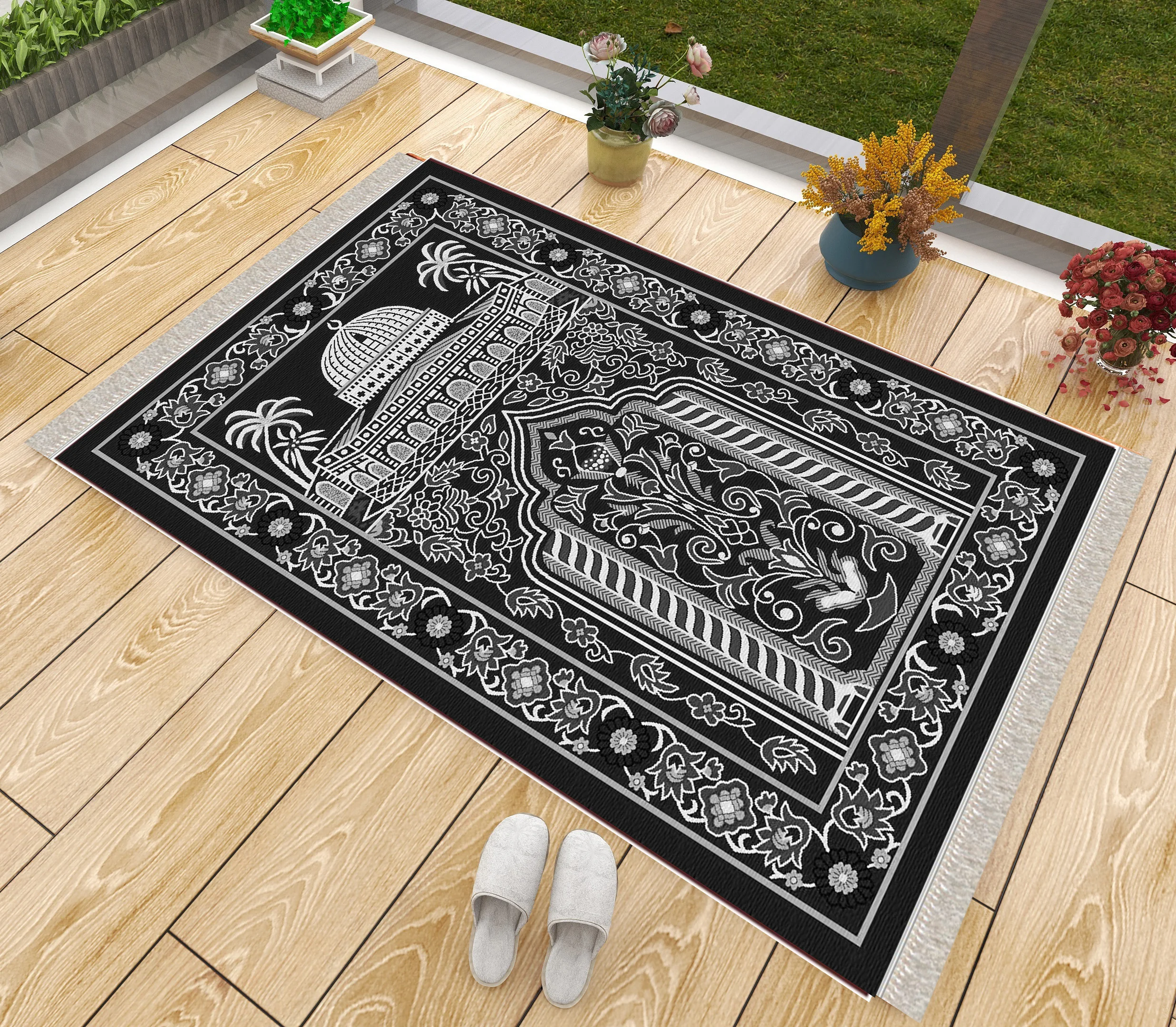 

Turkish Craft Premium Thick White Prayer Rug Modern Muslim Eid Ramadan Soft Islamic Gift Janamaz Religious Mats Praying Carpet