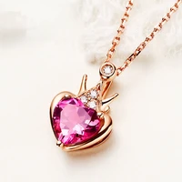 fashion heart shaped crown pendant necklace women couple gold clavicle chain necklace women cute zircon charm jewelry gifts 2022