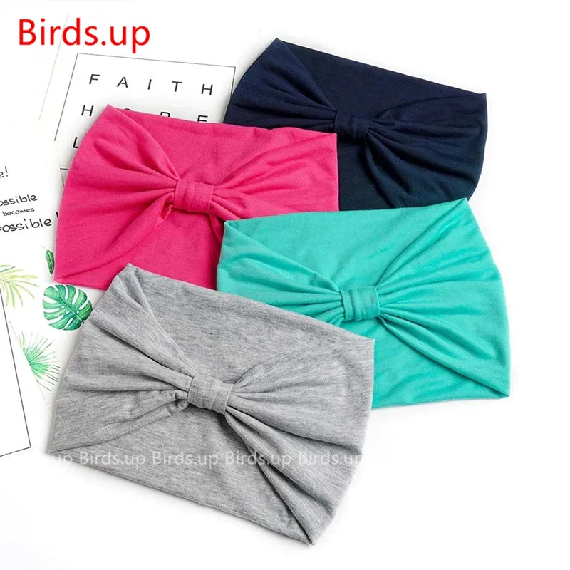 Тюрбан головной убор однотонная широкая повязка на голову с узлом для женщин