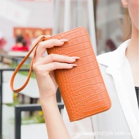 2022 ladies mini solid color coin purse womens wholesale mobile phone wallet crocodile pattern clutch pu bags