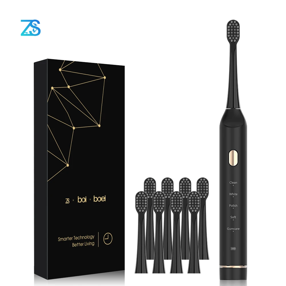 

[ZS] High Frequency Swing Smart 5 Mode Wireless Fast Inductive Charging Sonic Electric Toothbrush With Replacement 8 Brush Heads