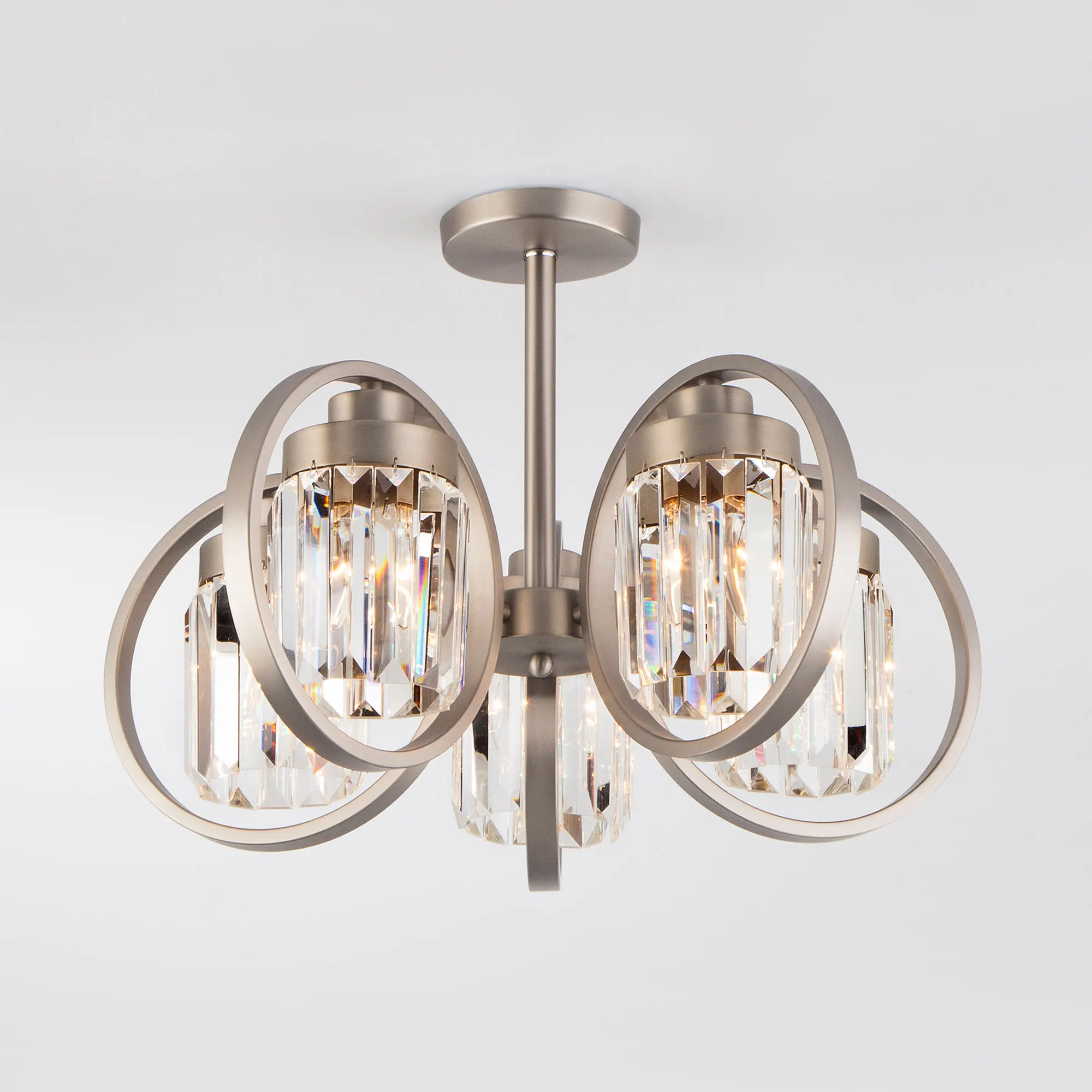 Ceiling Light eurosvet Loraine 10095/5 satin nickel/transparent crystal strotskis | Chandeliers