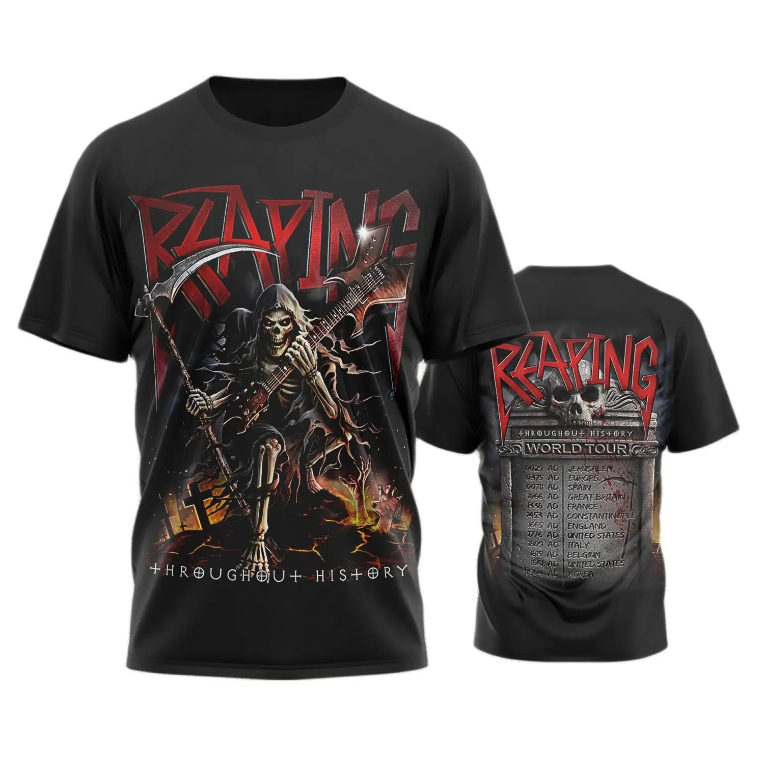 Men's New T-shirt 3D Printing Retro Skull Print Horror God of Death Round Neck Shirt Loose Short Sleeve Top Oversized Clothing