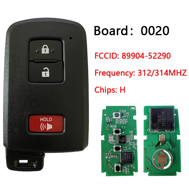 

CN007145 Replacement Car Key For Toyota Prius RAV4 2012-2019 3 Button Smart Key 312MHZ PN 89904-52290 HYQ14FBA (G Board 0020)