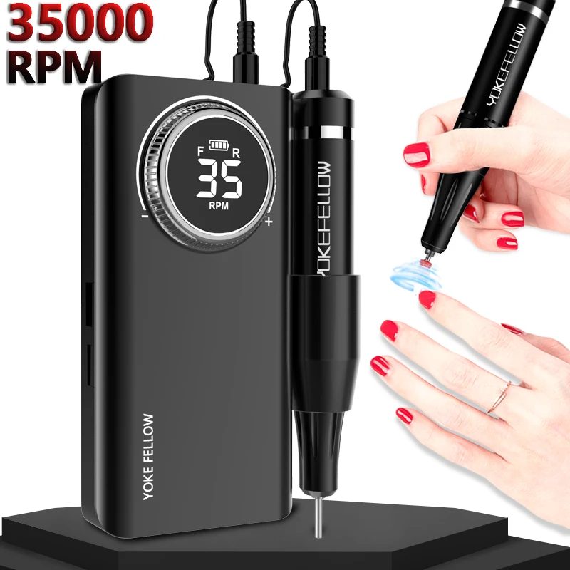 35000RPM Nail Drill Machine With HD LCD Display Rechargeable Nail Master For Manicure Portable Nail Drill Milling Machine