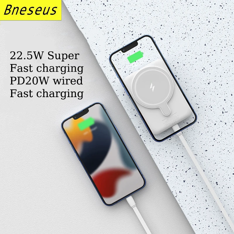 22.5W Magnetic Wireless Power Bank With Bracket External Auxiliary Battery Pack For iPhone 12 13 14 Charger Macsafe Powerbank
