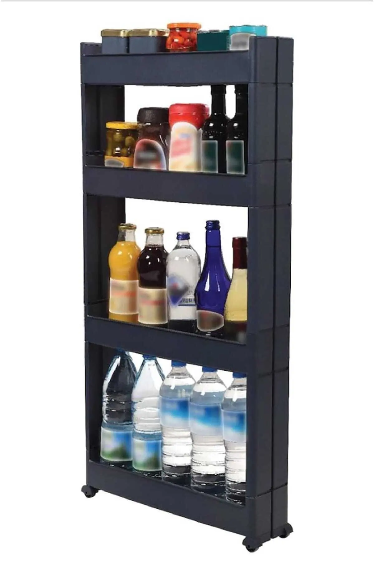 

Multi-Purpose Wheeled Plastic Kitchen Bathroom Shelf Multi-Purpose Use Adjustable Modern Stylish White Black Cosmetics Shampoo