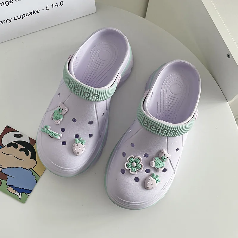 Women Sandals Hole Shoes Girl Beach EVA Light Home Slippers Outdoor Summer Wading Non Slip Sneaker Carton Crogs Female Hole Shoe