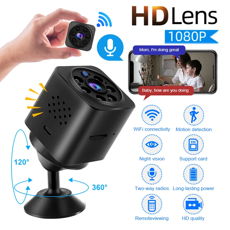 

1080P Mini Camera Wifi Wireless Hd Night Vision Cam Security Protection Remote Monitor Two-Way Intercom Smart Home Surveillance