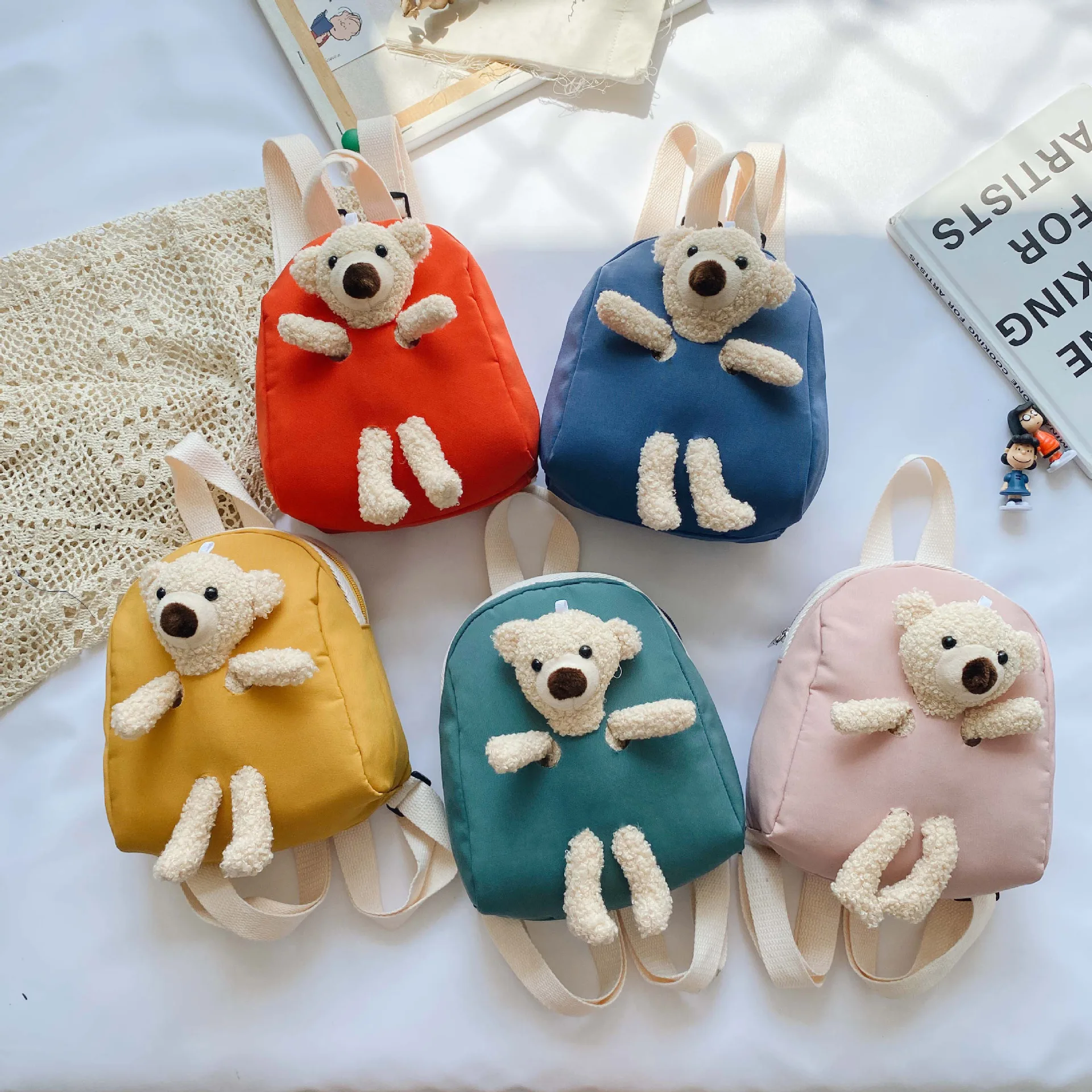 OSLD Cute Doll Bear Small Backpacks Casual Outdoor Shopping Girls Kids Bag Cartoon Children's Satchel Boy Kindergarten Schoolbag