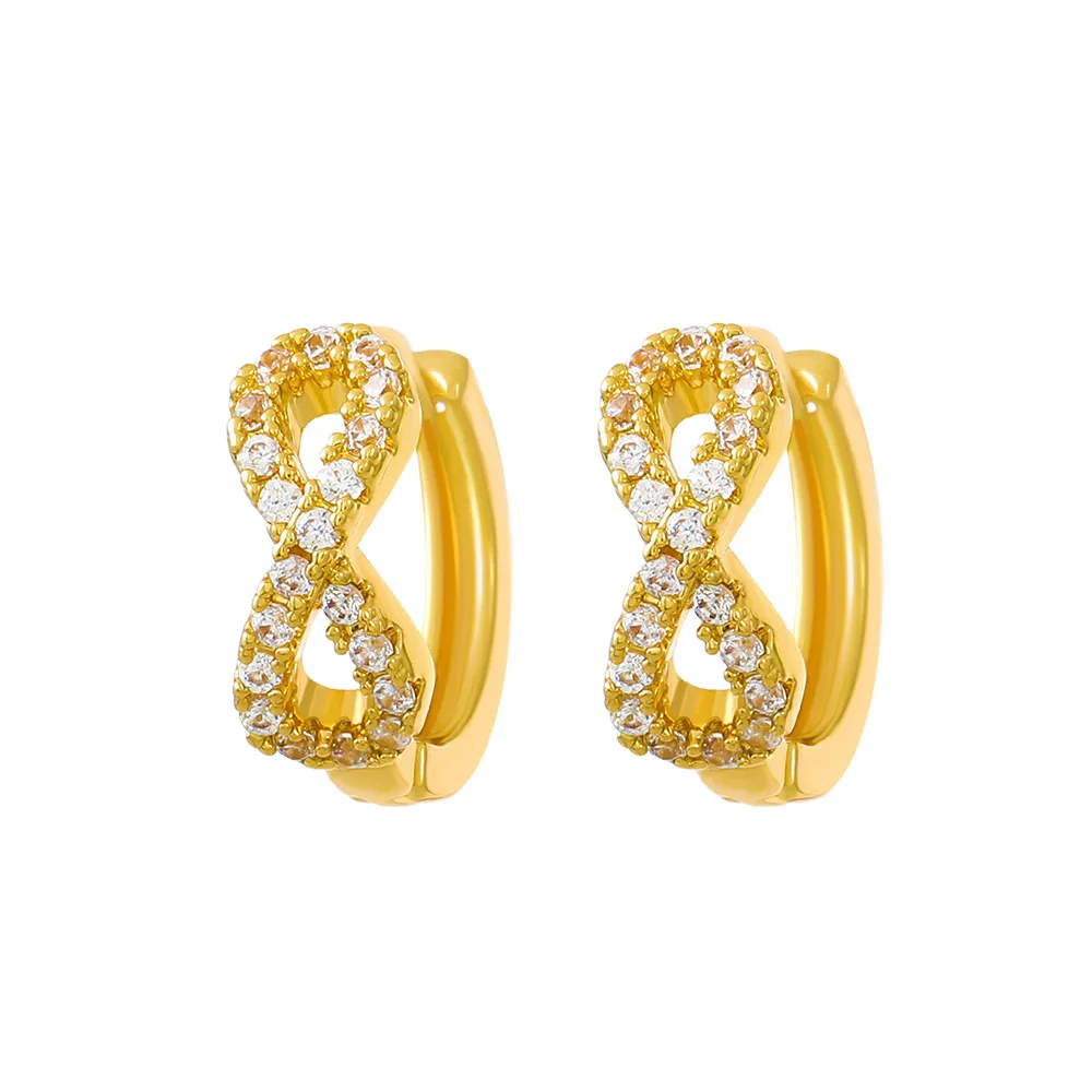 

Full zircon inlaid Bow Earrings 8-shape ear ornament