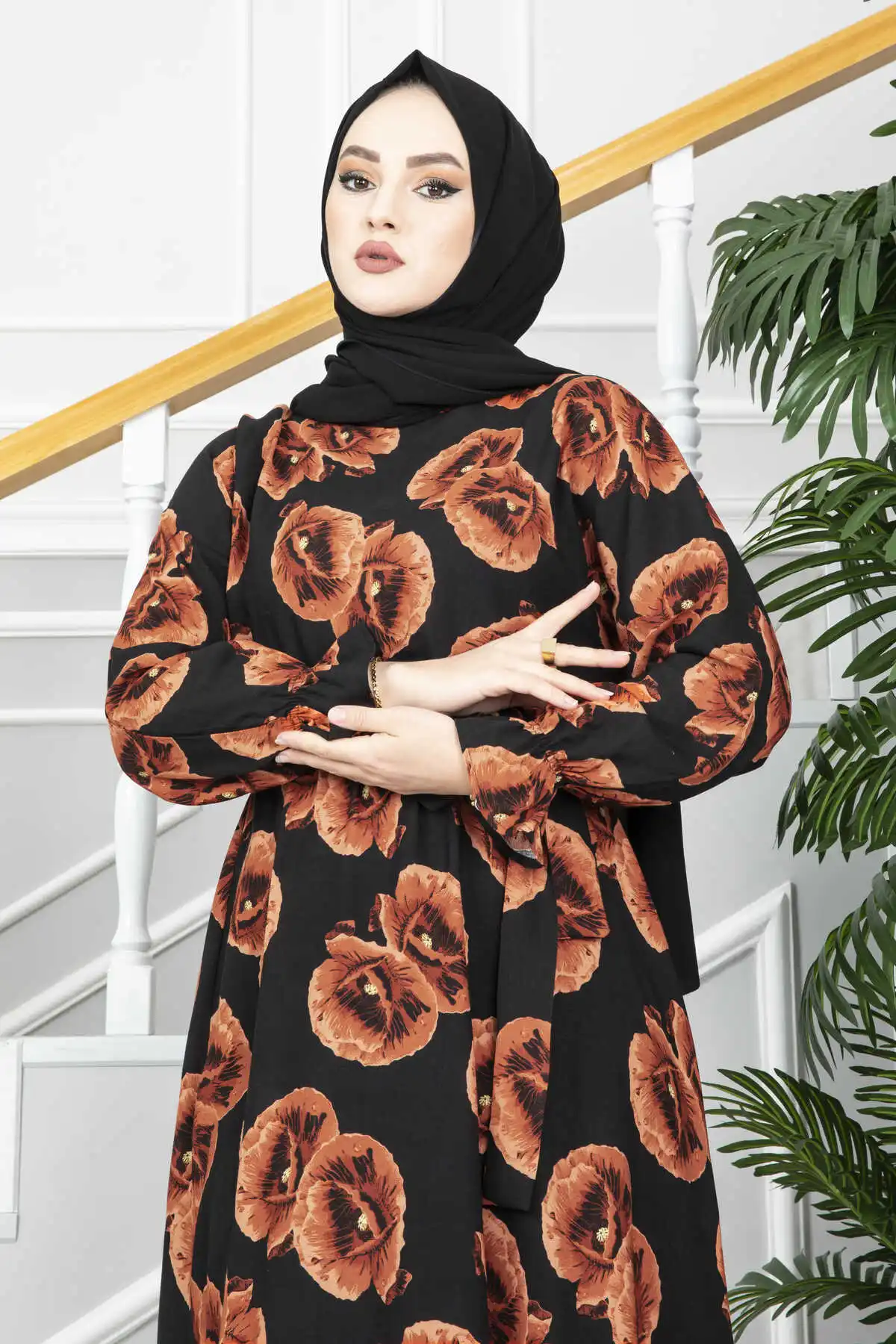 Bud Patterned Hijab Dress, Muslim Dress, Religious Clothing, İslamic Dress, Modest Abaya, Set Women's Clothing, Women's Islamic