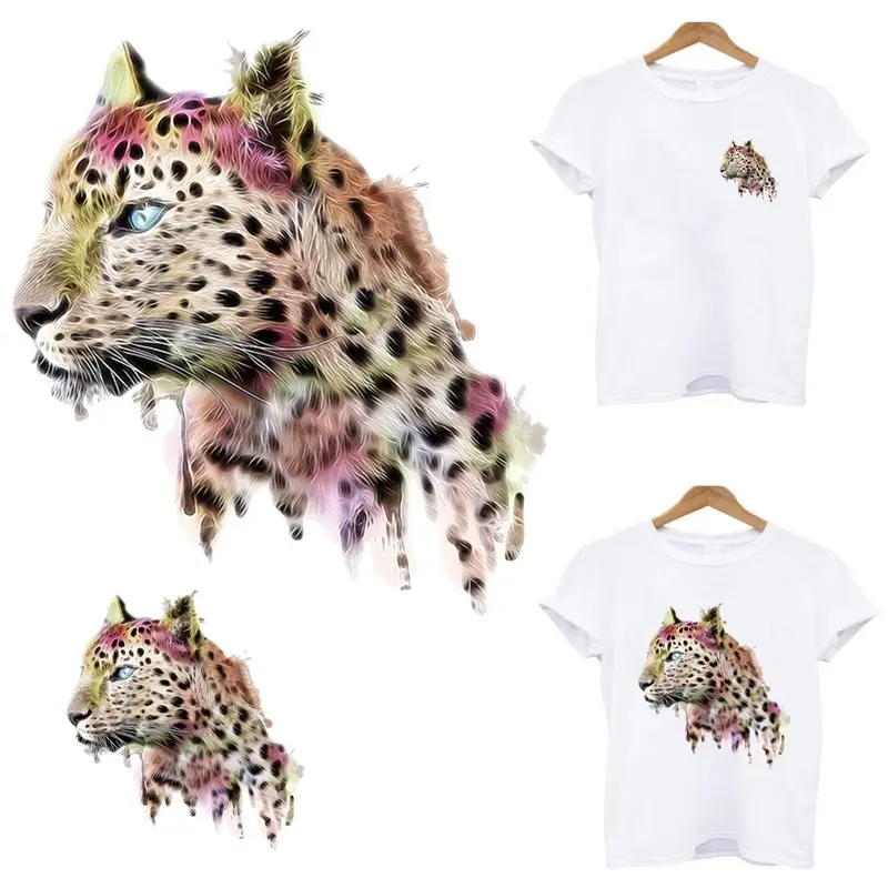 

Leopard Animal Stripes Appliques Thermo Stickers on Clothes Heat-Sensitive Patches Iron-on Transfers For Clothing Custom Patch