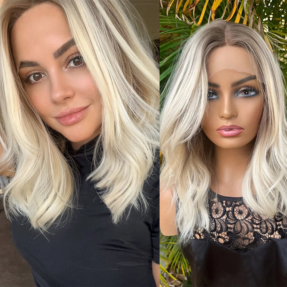 Синтетические парики светильник блонд балаяж 14 дюймов с волнистыми натуральными