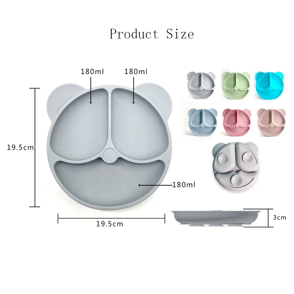 Children's Silicone Dinner Plate Integrated Suction Cup Separator Bowl Baby Silicone Tableware