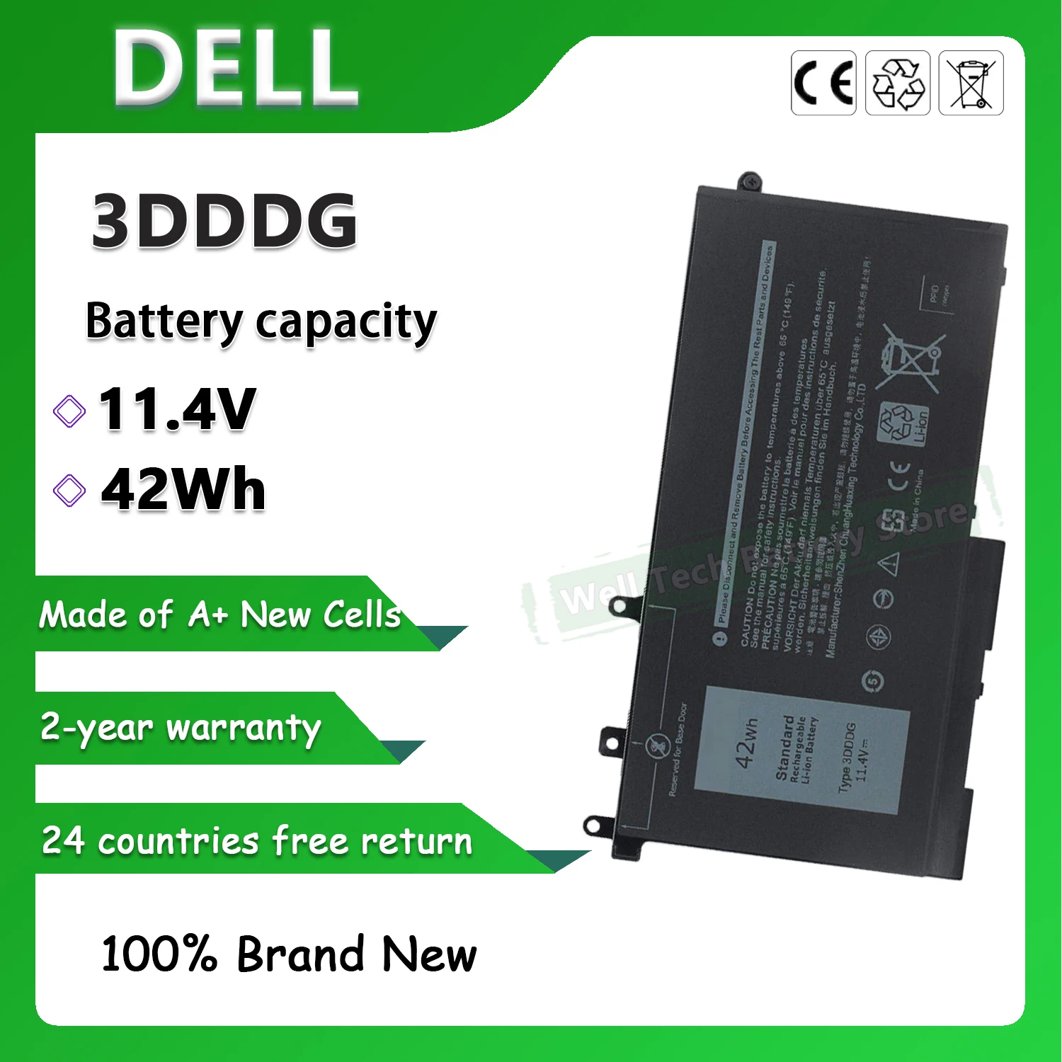 Аккумулятор 11 4 в 42Wh 3dddg для ноутбука DELL E5580 E5480 E5280 M3520 M3530