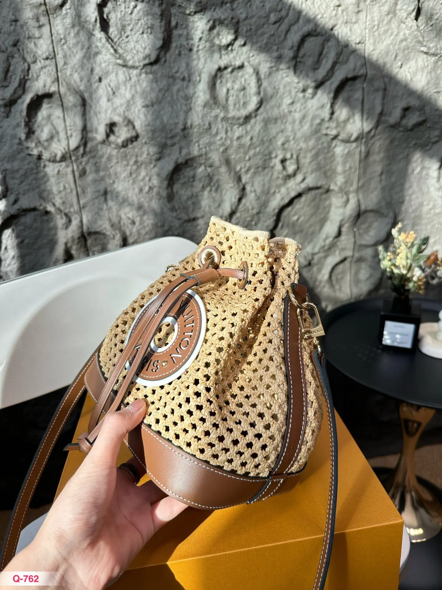 Стиль Copy1:1 Vuitton Louis Hundred Антикварная тканая сумка-ведро через плечо Премиум-класса