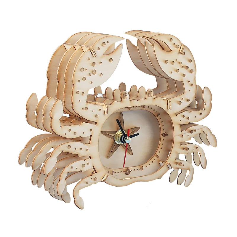 

Деревянная 3D-головоломка «сделай сам», Сборная модель, наборы строительных блоков, часы-крабы, развивающие игрушки, рождественский подарок ...