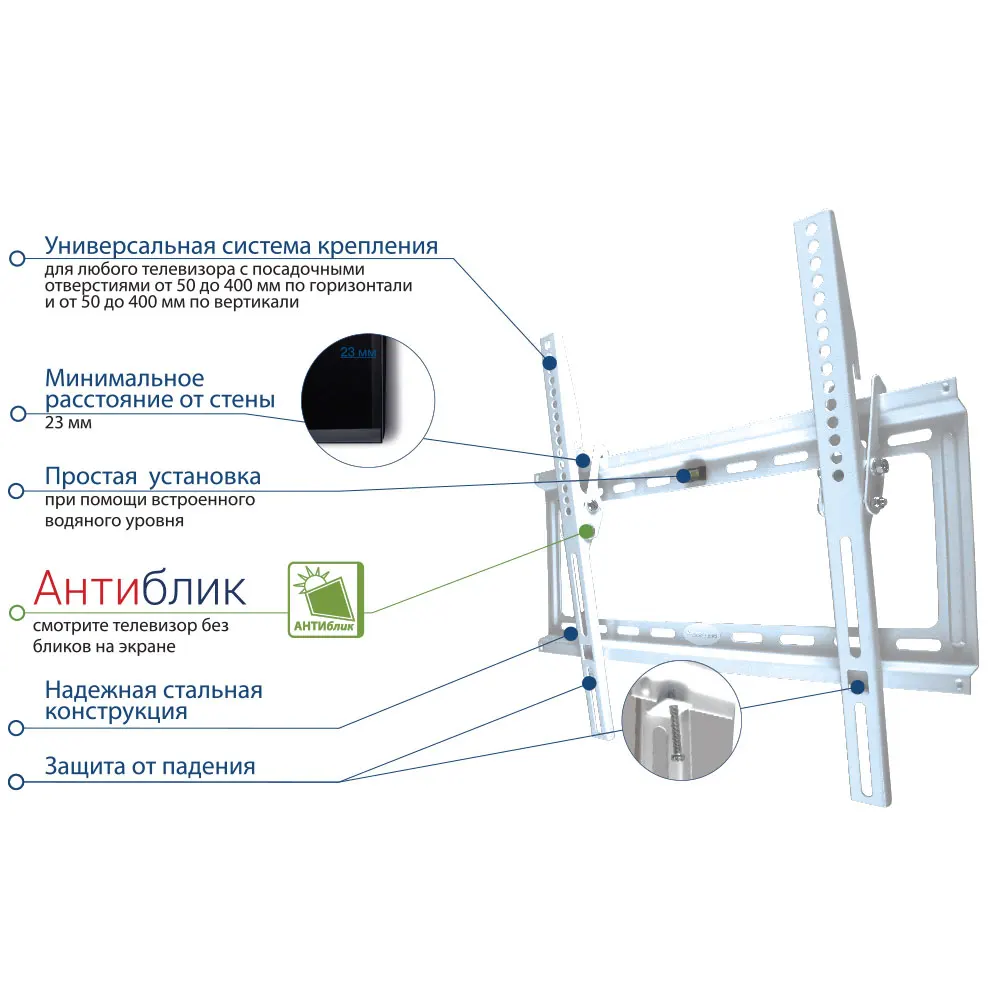 Кронштейн для телевизоров LED/LCD/PLASMA настенный наклонный диагональю экрана (дюймы)