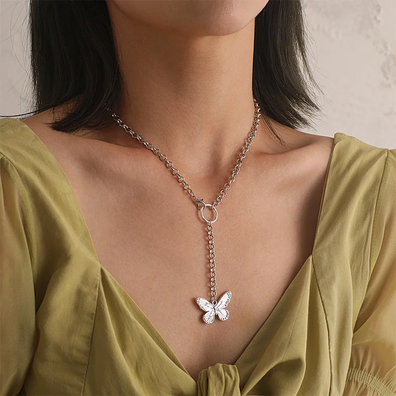 

Elegant Butterfly Pendant Necklace New Choker Necklaces For Women Fashion Wedding Party Jewelry Gifts Collares Para Mujer