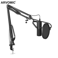avanson usb condenser microphone metal build desktop laptop recording mic with adjustable boom arm kit for voice overs home