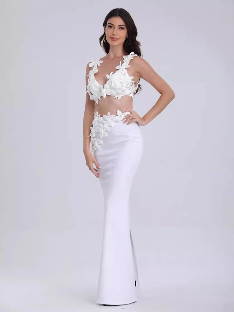 Ailigou 2024 Новый женский белый сексуальный V-образный вырез из двух частей 3D