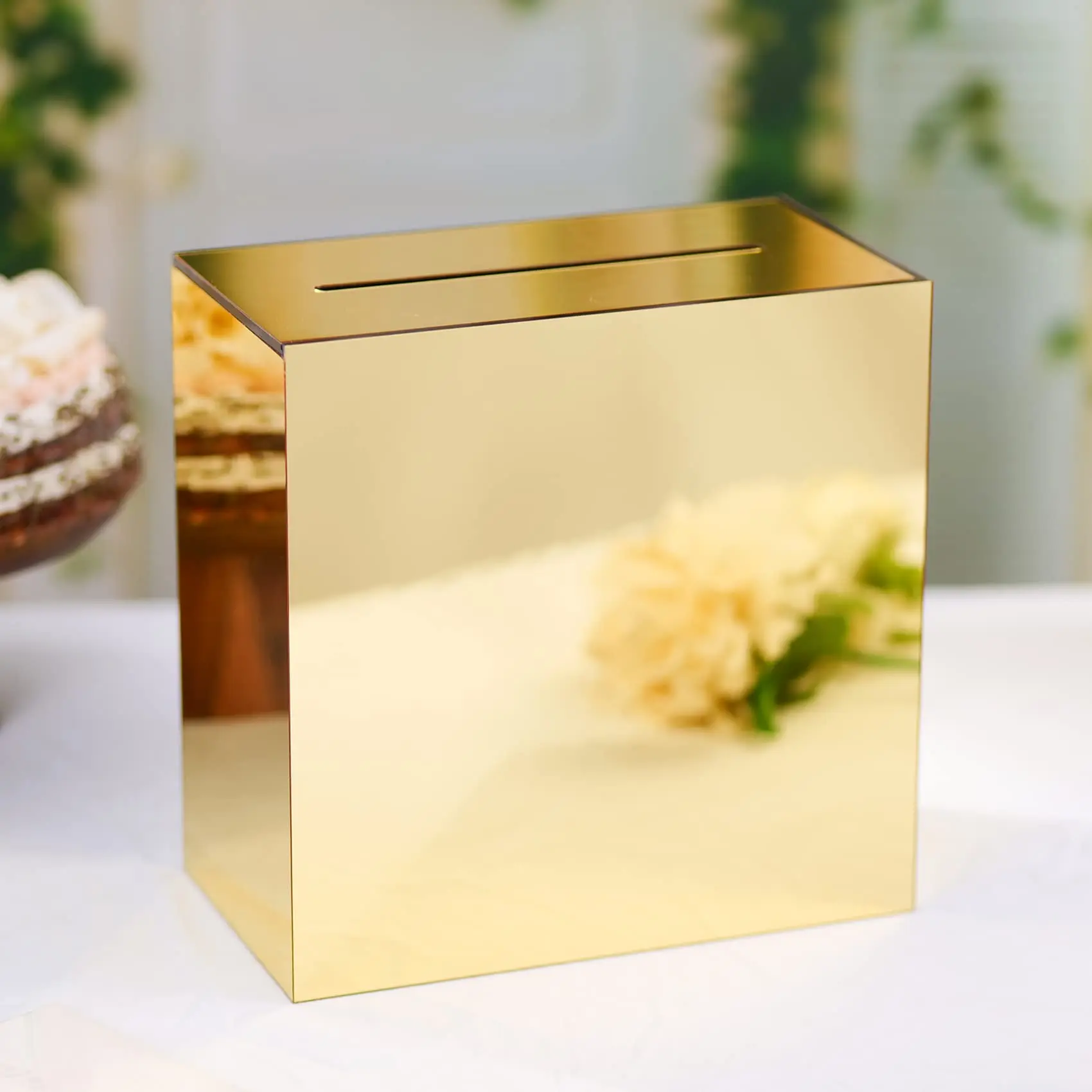 

Thick DIY Money Box with White Print, Wedding Receptions, Wishing Well, Graduation Memory Box, Birthday, Large, 10x10x5.5 inch
