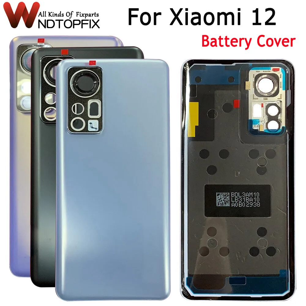 

6.28"100% Original For Xiaomi 12 Battery Cover Rear Glass Door Housing Replacement Parts For Xiaomi12 Back Cover With Camer Lens